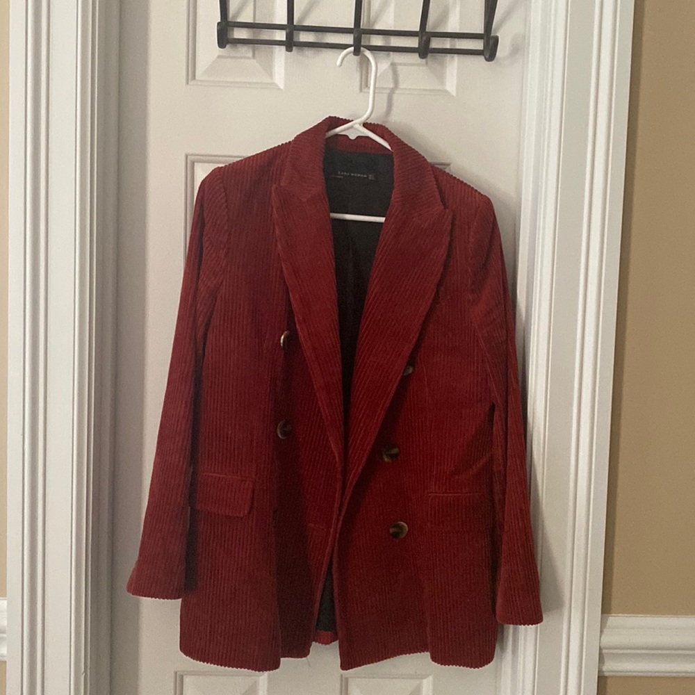 Zara double breasted corduroy blazer